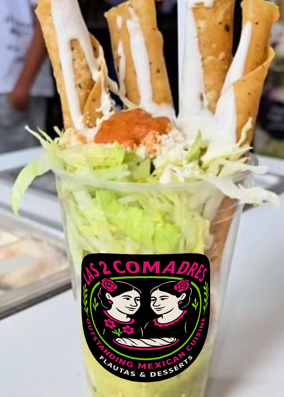 A plate of delicious flautas with toppings
